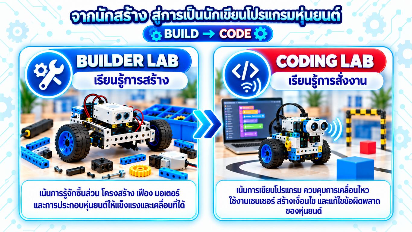 สร้างหุ่นยนต์ และ เขียนโค้ดหุ่นยนต์