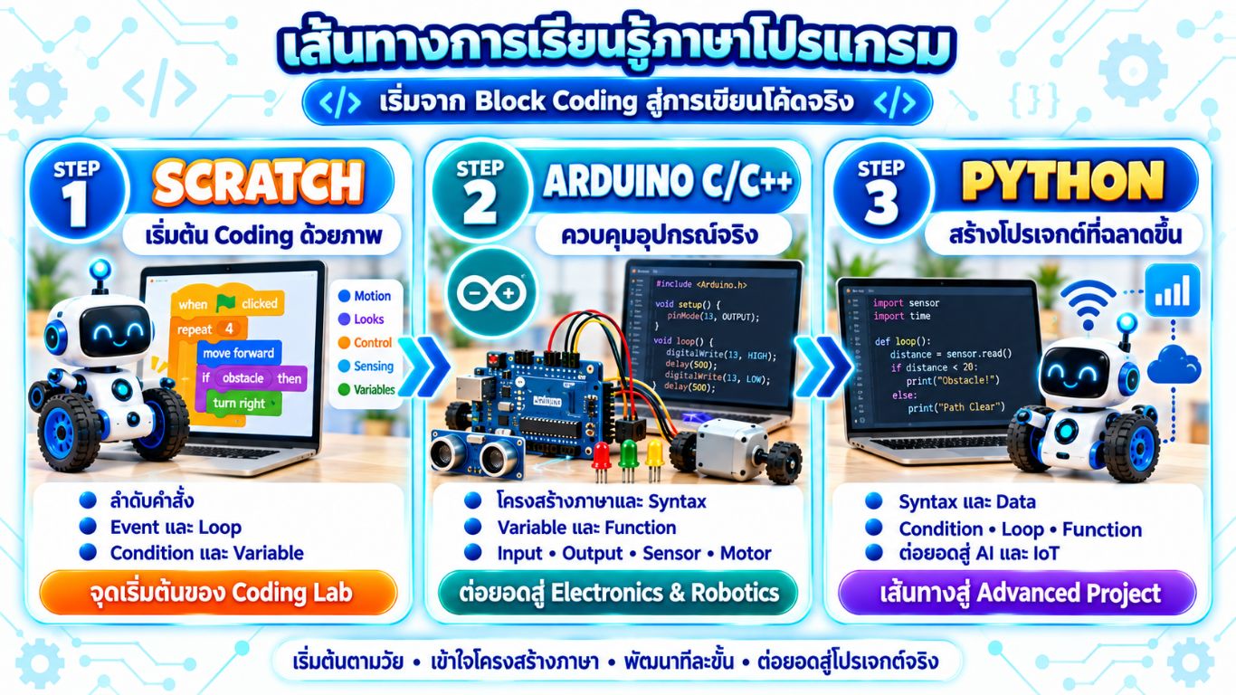 เขียนโปรแกรมเด็ก Scratch , Arduino , Python
