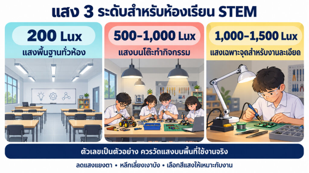 ระดับแสงไฟในห้อง STEM