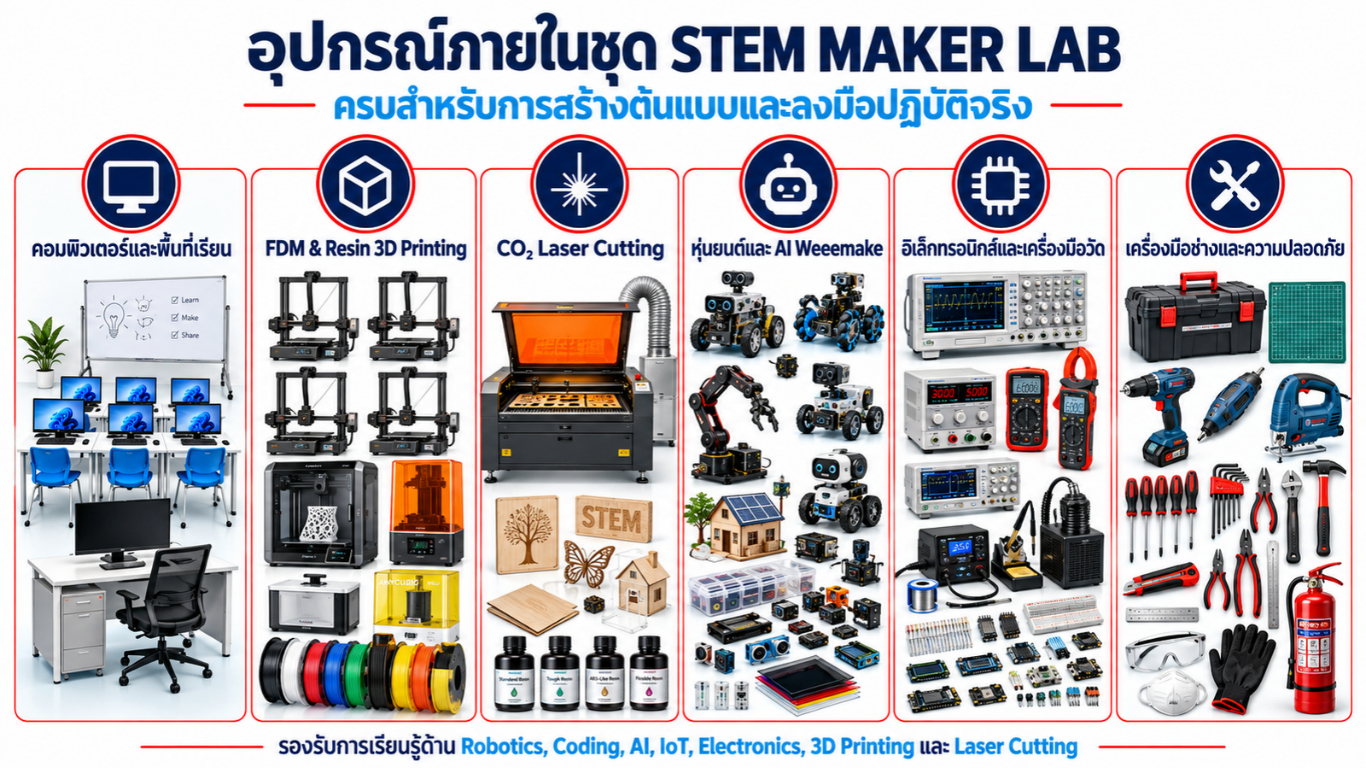 อุปกรณ์ภายในชุด STEM MAKER LAB