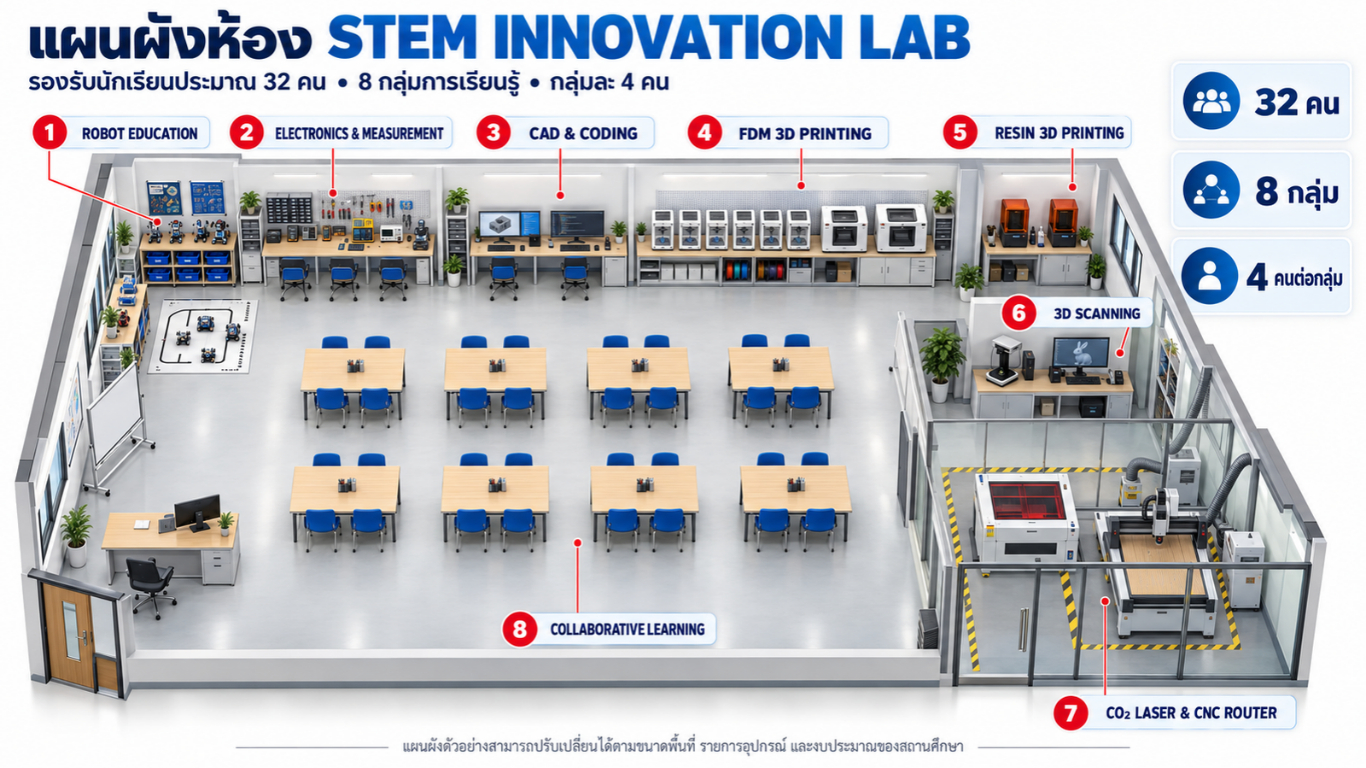 แผนผังห้อง STEM INNOVATION LAB