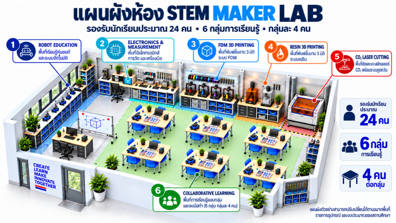 แผนผังห้องเรียน STEM MAKER LAB