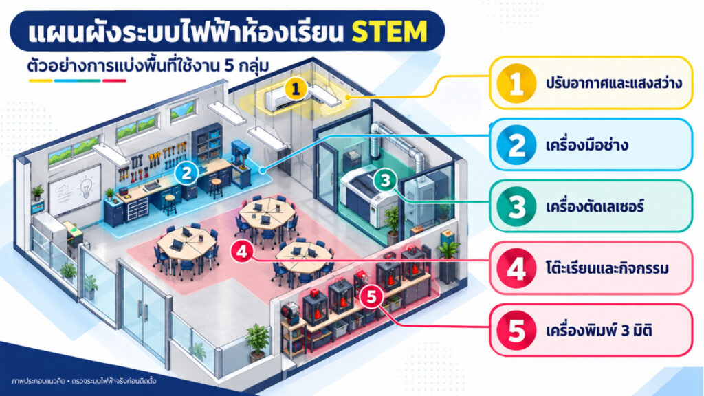 แผนผังเบื้องต้น ระบบไฟฟ้าห้อง STEM